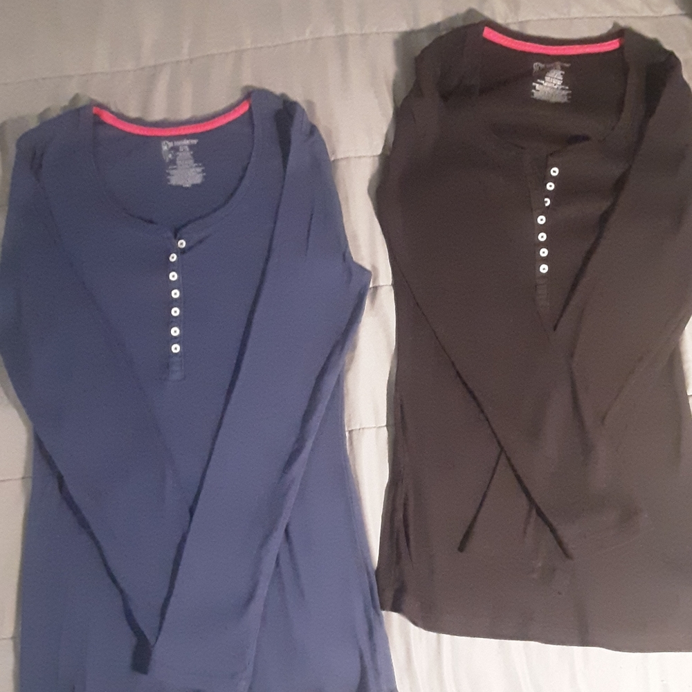 2 LIKE NEW HENLEY LONG SLEEVED SHIRTS